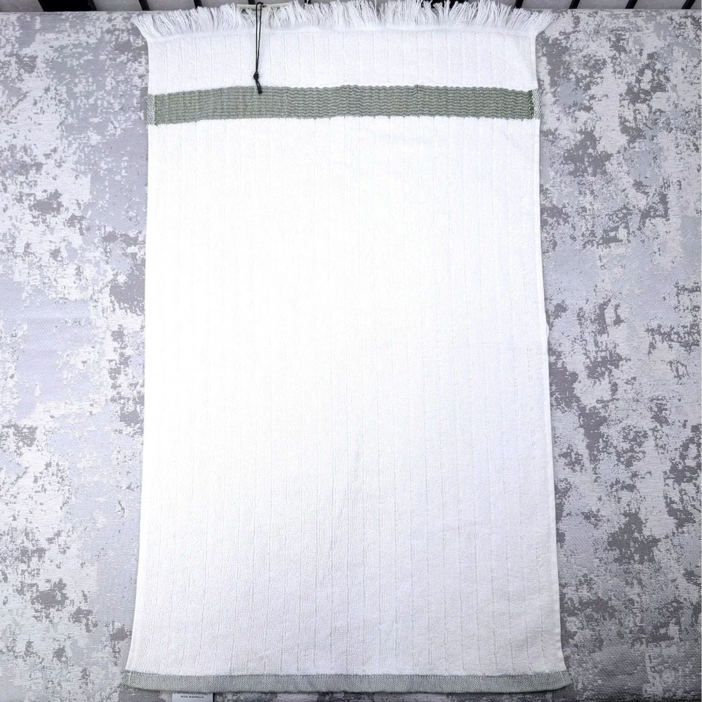 Hearth & Hand with Magnolia Set of 2 Hand Towels Cream‎ Olive Green Stripe NWT